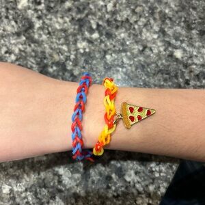 Colorful Kids Bracelet Set with Pizza Charm